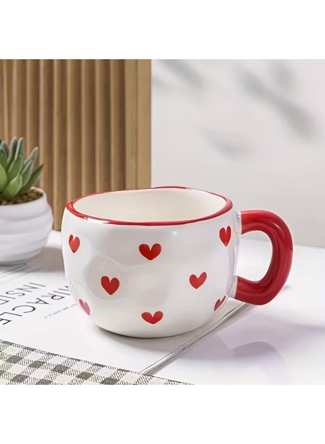 KITCHENOO 1pc Cute Hand-Painted Coffee Cup with Flowers, Underglaze Ceramic Mug and Saucer Set for Daily Use of Coffee or Tea, Irregular Shape Design, Stylish Appearance - Image 3